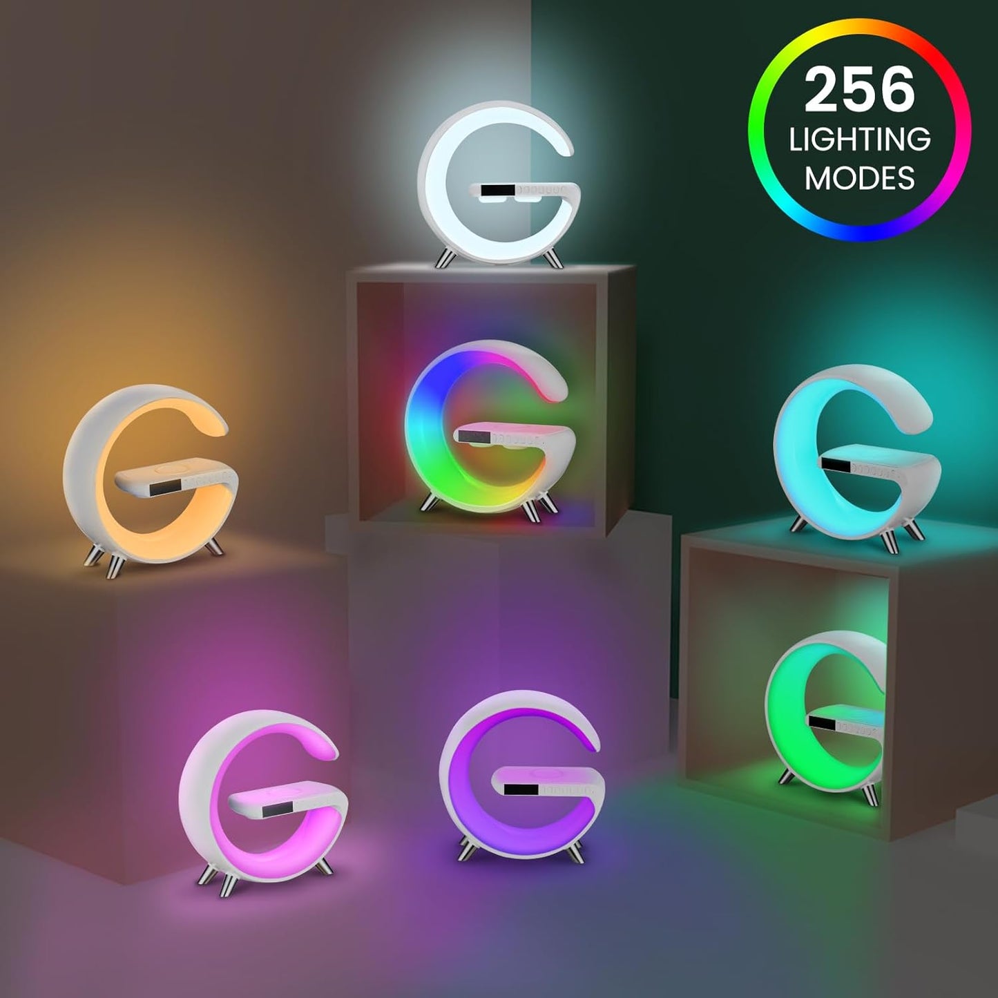 G Shaped Rgb Light Table Lamp With Wireless Charger