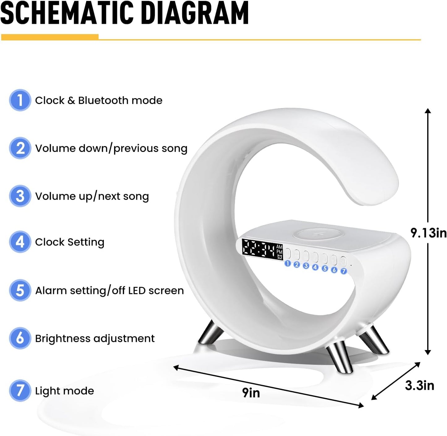 G Shaped Rgb Light Table Lamp With Wireless Charger