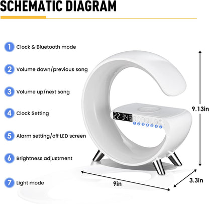 G Shaped Rgb Light Table Lamp With Wireless Charger