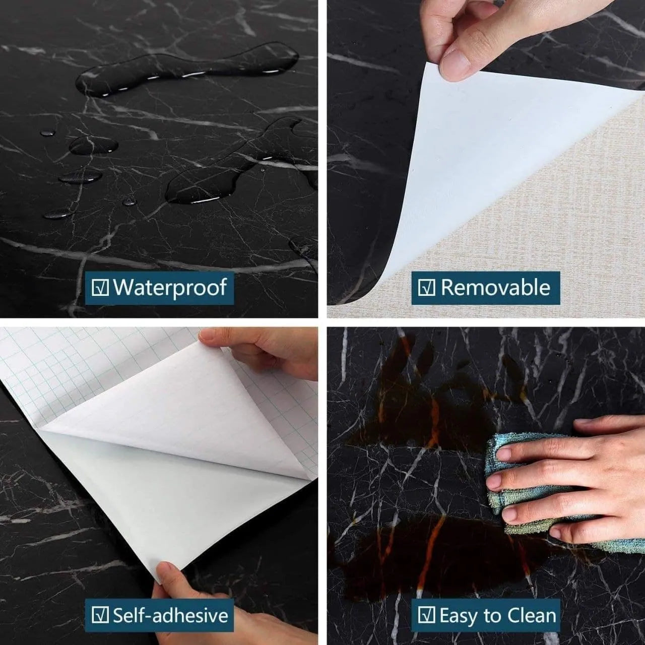 (2in 1) Waterproof Marble Sheet For Kitchens & Rooms